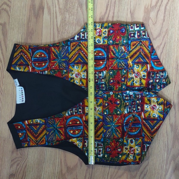 Carolina Colours Artsy Bohemian Chic Vest Women's Sz L Colorful Elements Sequins - Picture 12 of 13